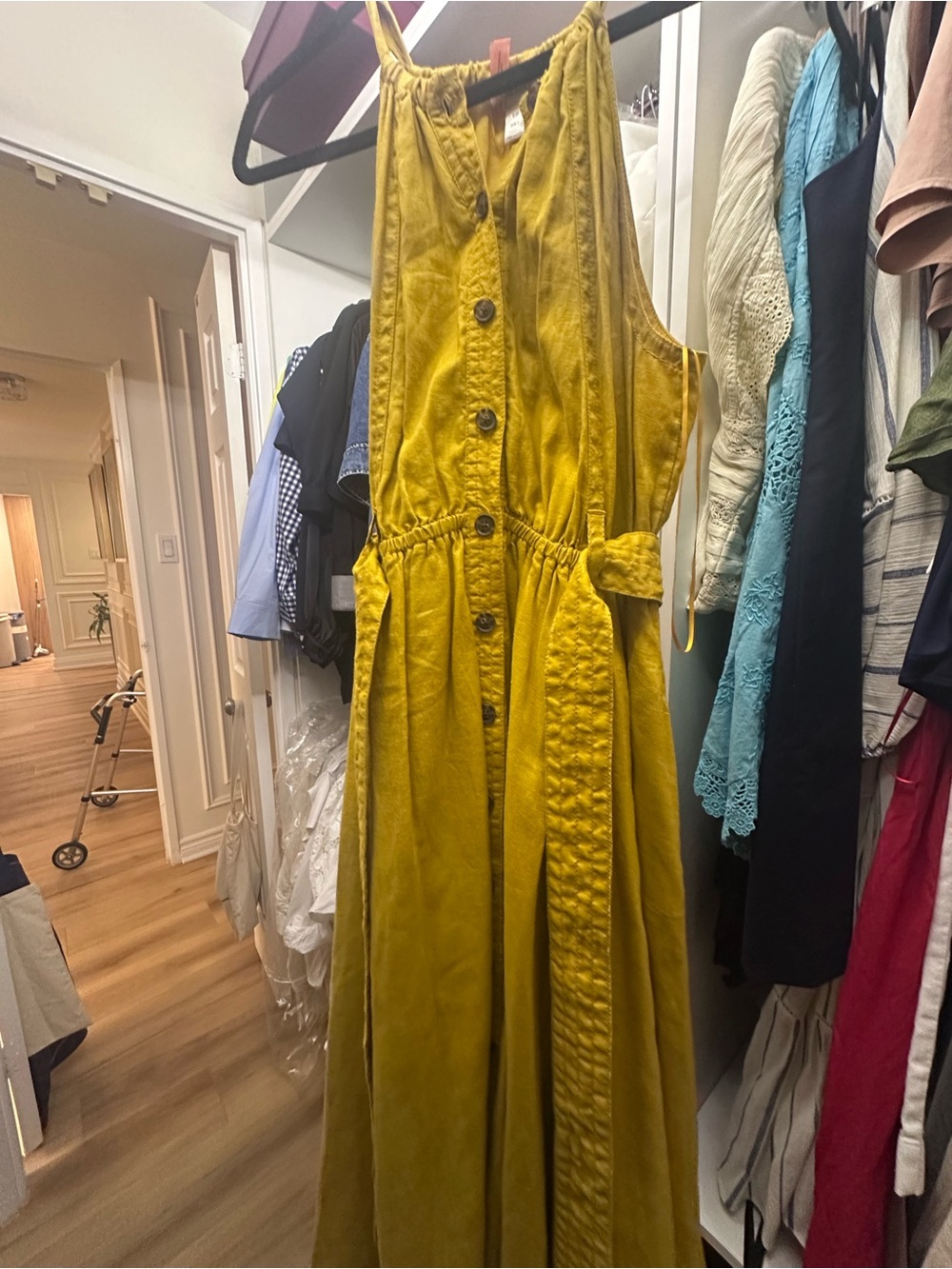 Banana Republic Mustard Yellow Maxi Dress with Button Front - Picture 1 of 4